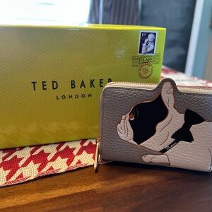 Ted Baker Beige and Black French Bulldog Zip-Around Wallet Card Holder